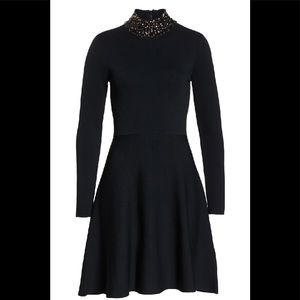 Eliza J S Mock Neck Jeweled Holiday Dress